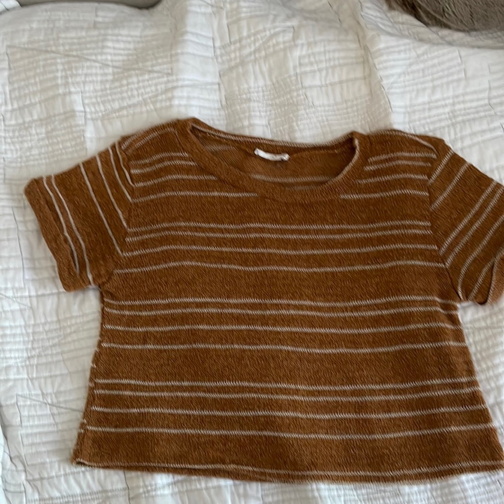 EUC striped sweater tee- Camel/natural